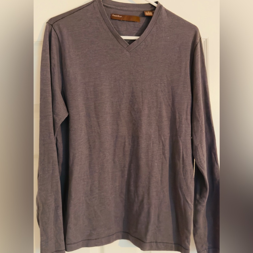 Woman’s Solid‎ Grey Size S Perry Ellis Long Sleeve Shirt